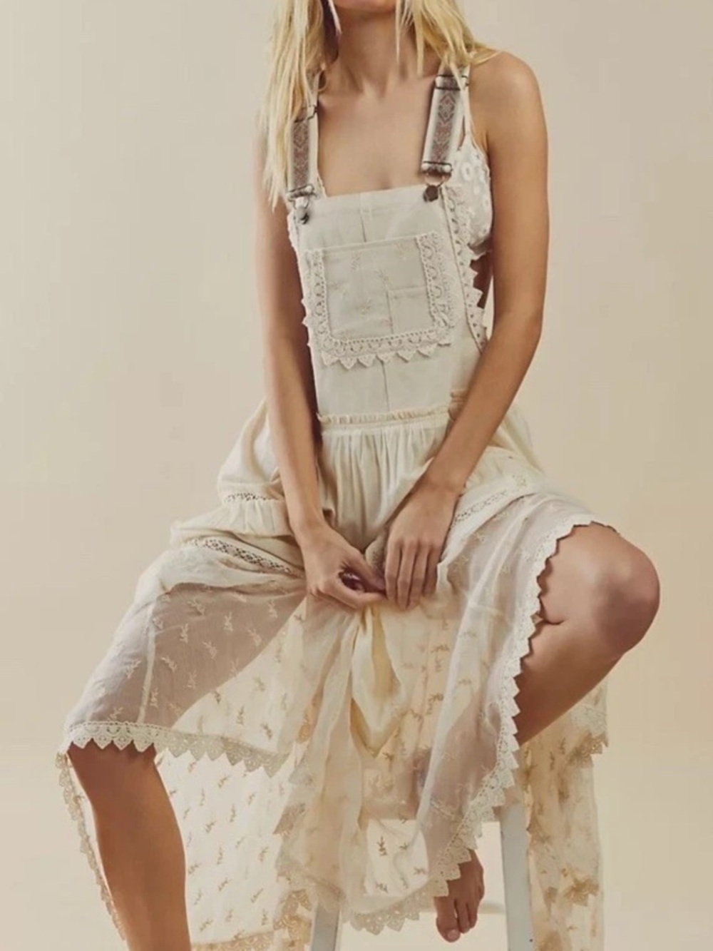 Nwt Free People Trails End Skirtall Overall Dress | Color: Cream/White | Size M